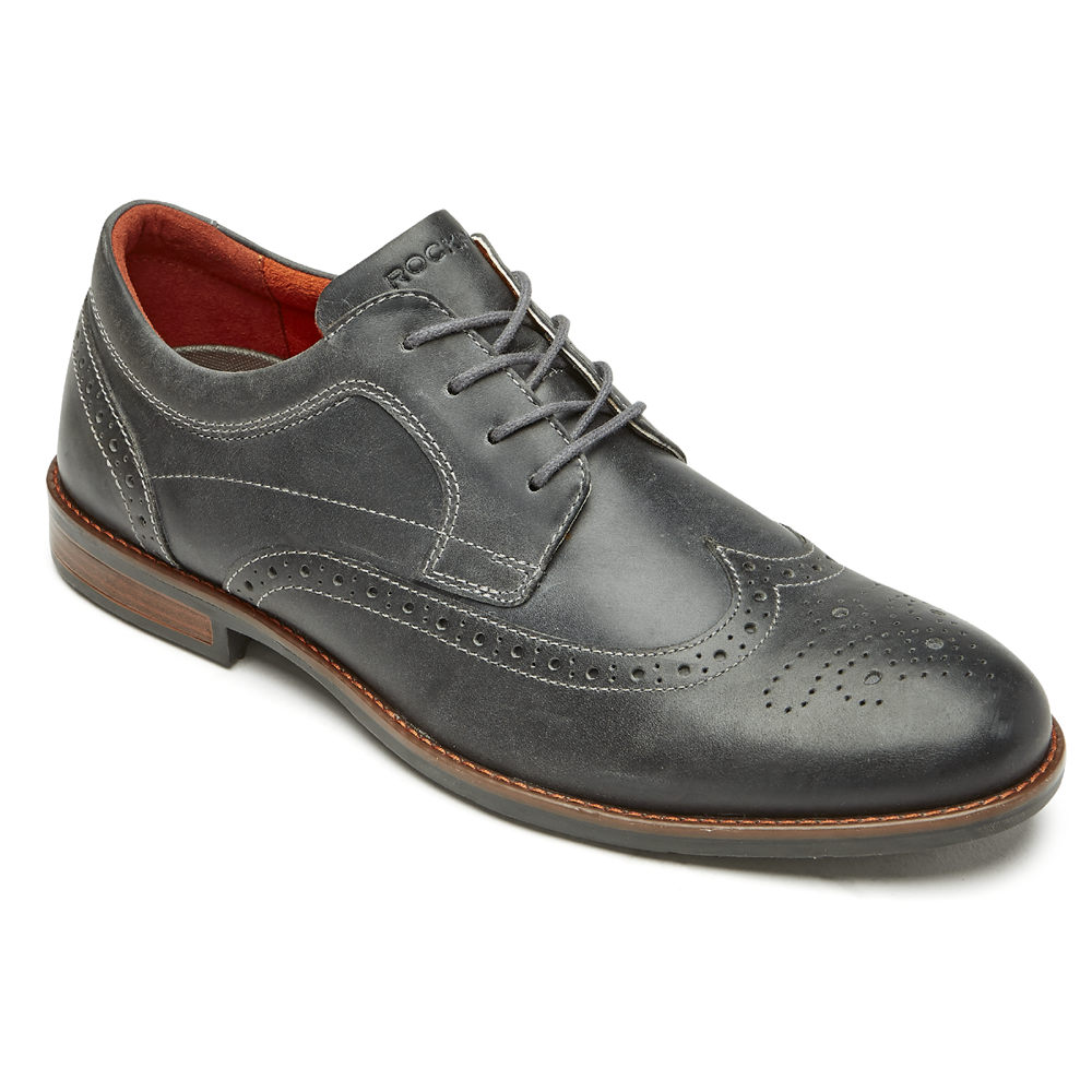 Rockport Mens Lace Up Grey - Dustyn Wingtip - UK 738-EPXYZB